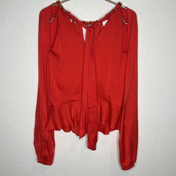 NWT Veronica Beard Yulita Cut-Out Silk-Blend Top Watermelon Size 6 - Picture 6 of 15